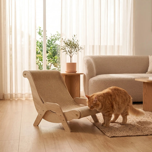 Purrabode Scratch Lounger — Wood & Sisal Cat Scratching Chair