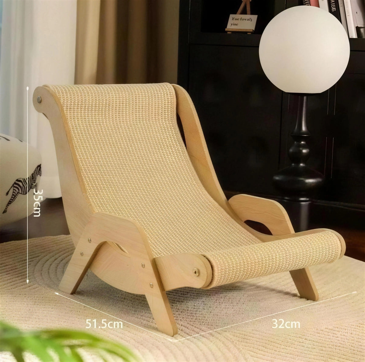 Purrabode Scratch Lounger — Wood & Sisal Cat Scratching Chair