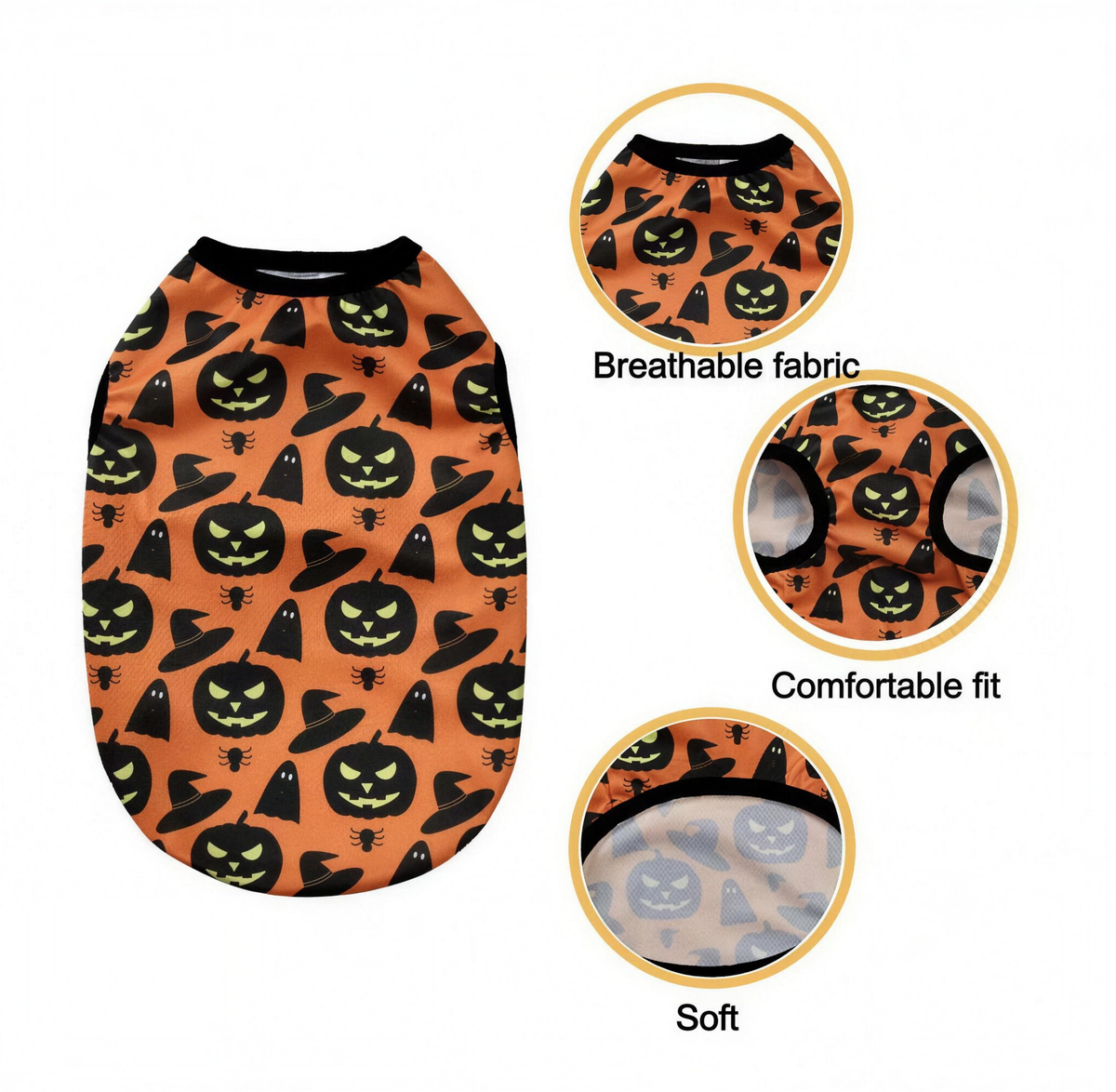 Purrabode Halloween pet costume fabric and fit detail closeups