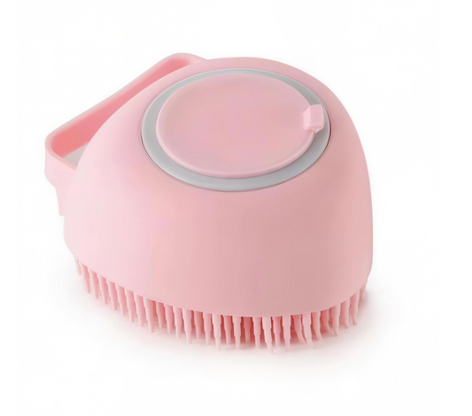 Heart-shaped pink pet bath brush